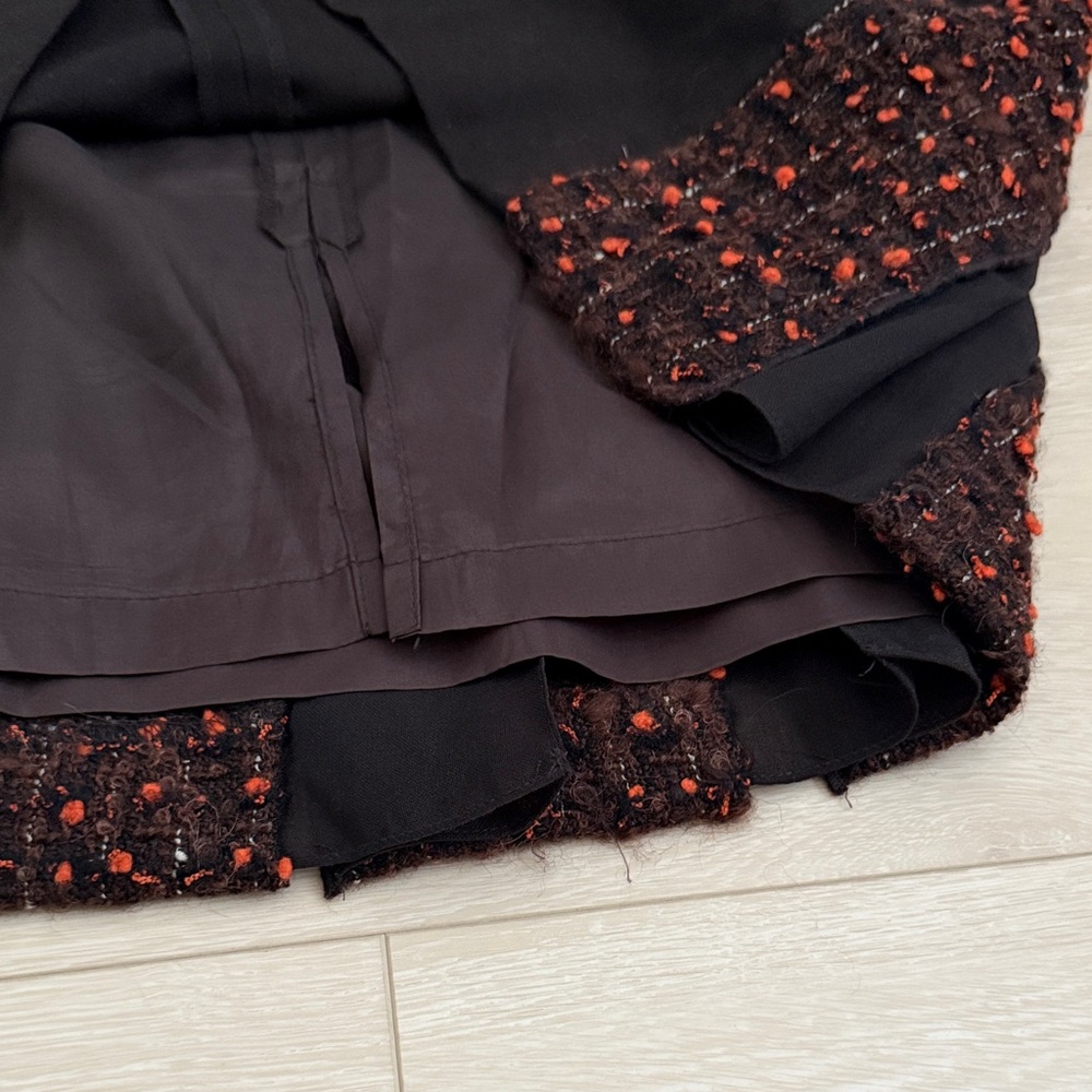 Per Se Black and Red Orange Textured Wool Tweed Skirt - Picture 6 of 6